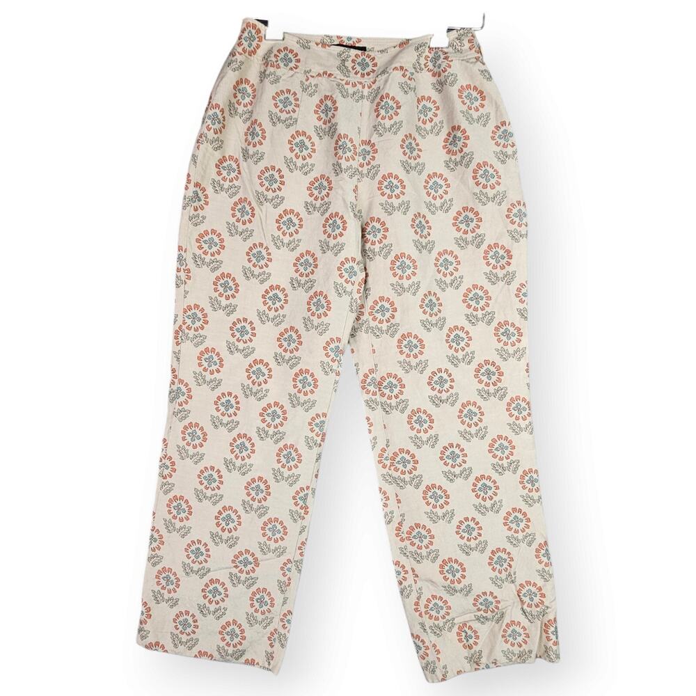 Vintage Harolds Womens Size 0 Silk Linen Floral Colorful Tropical Hawaiian Pants